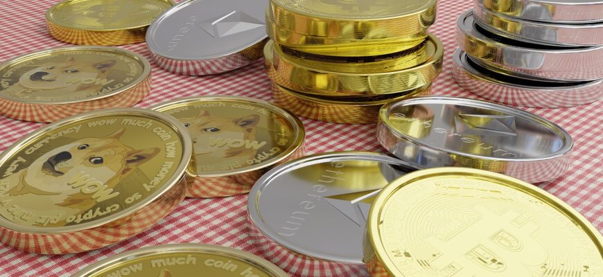 coins, bitcoin, dogecoin