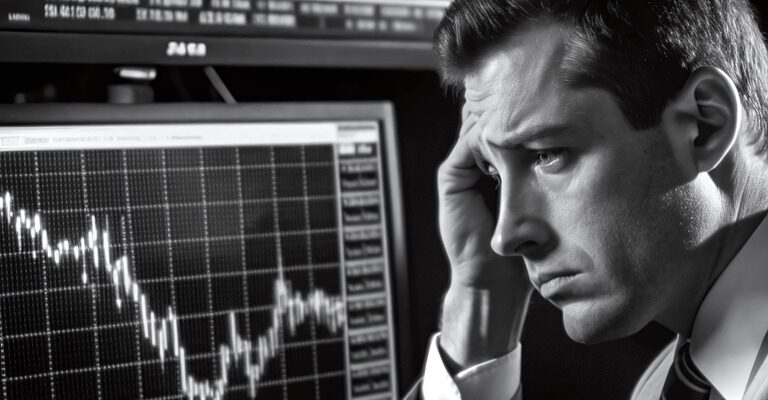 ai generated, man, stock market, economy, stock exchange, finance, investments, crisis, recession, crash, uncertainty, stockbroker, decline, worry, anxiety, stress, financial crisis, global economy, market volatility, business, investment strategy, black and white