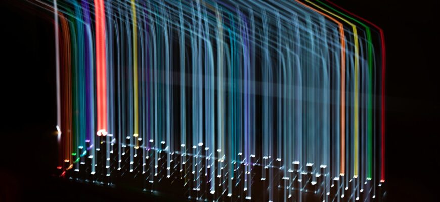 a long exposure of colored lights in the dark