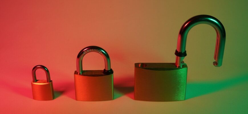 three green and brown padlock